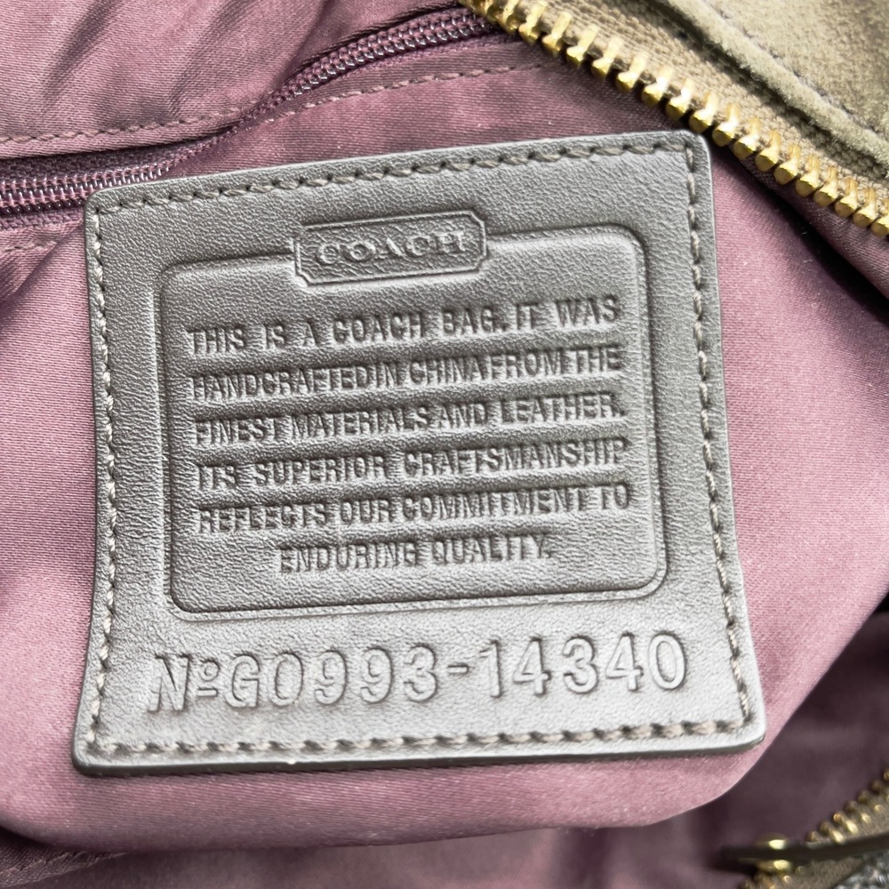 Coach Brooke Suede Large Hobo Bag Inlaid C Chocolate Brown Slouchy Retro 14340 - Picture 16 of 16